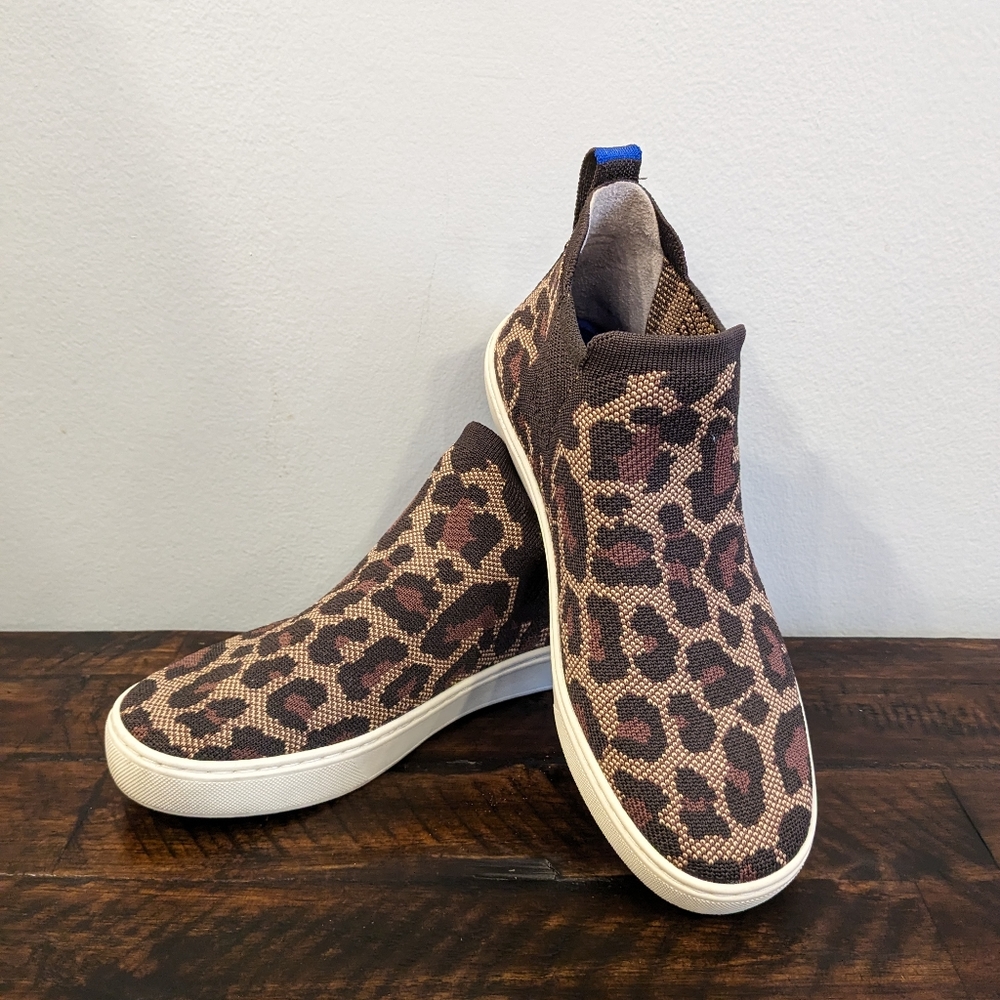 Rothy's Wildcat Cheetah Chelsea Boots high sneakers 7